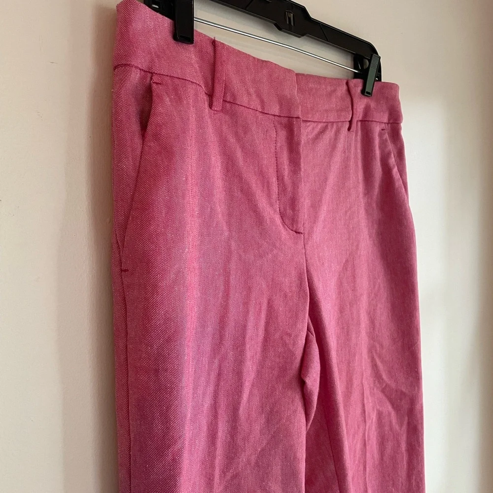 LOFT Pink Linen Blend Cropped Ankle Pants Size 8